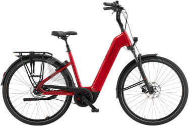 PEGASUS Ravenna EVO 7F Belt dames lage instap rood Elektrische fietsen Volwassen fiets 45 cm